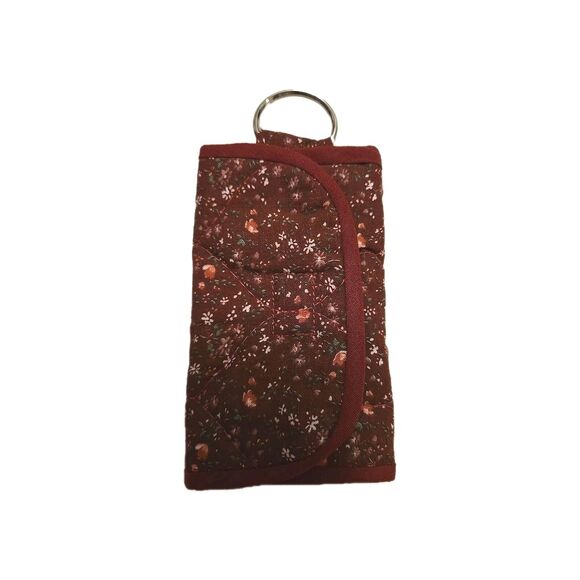 Homemade Fabric Tri Fold Key Change Holder 6.5" Pre-owned, Floral Calico Fabric - Picture 1 of 5